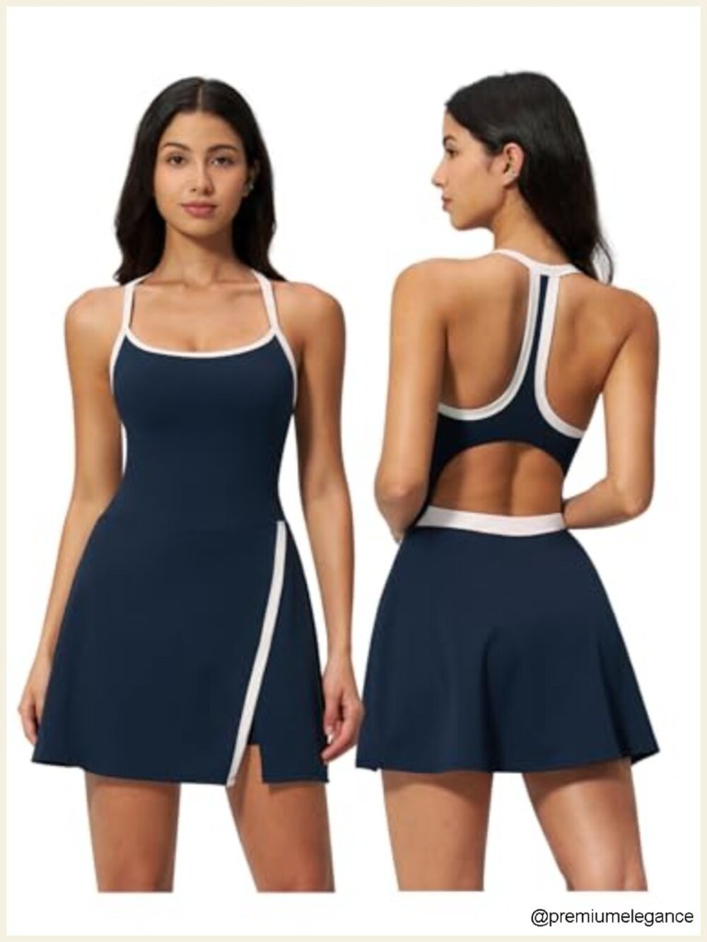 Women's Athletic Tennis Golf Dress with Built-in Bra Shorts Racerback Sleeveless